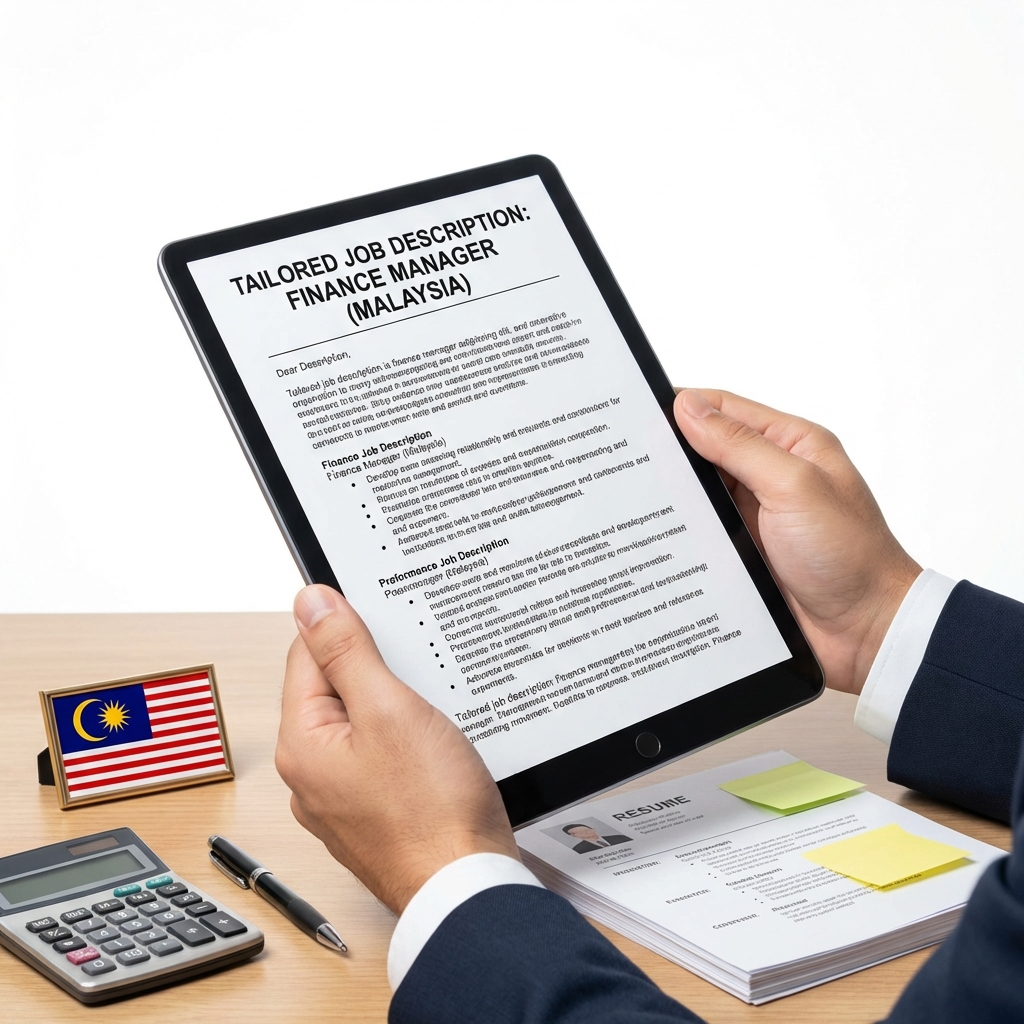 Job Description Templates for Manager Levels in finance field in malaysia
