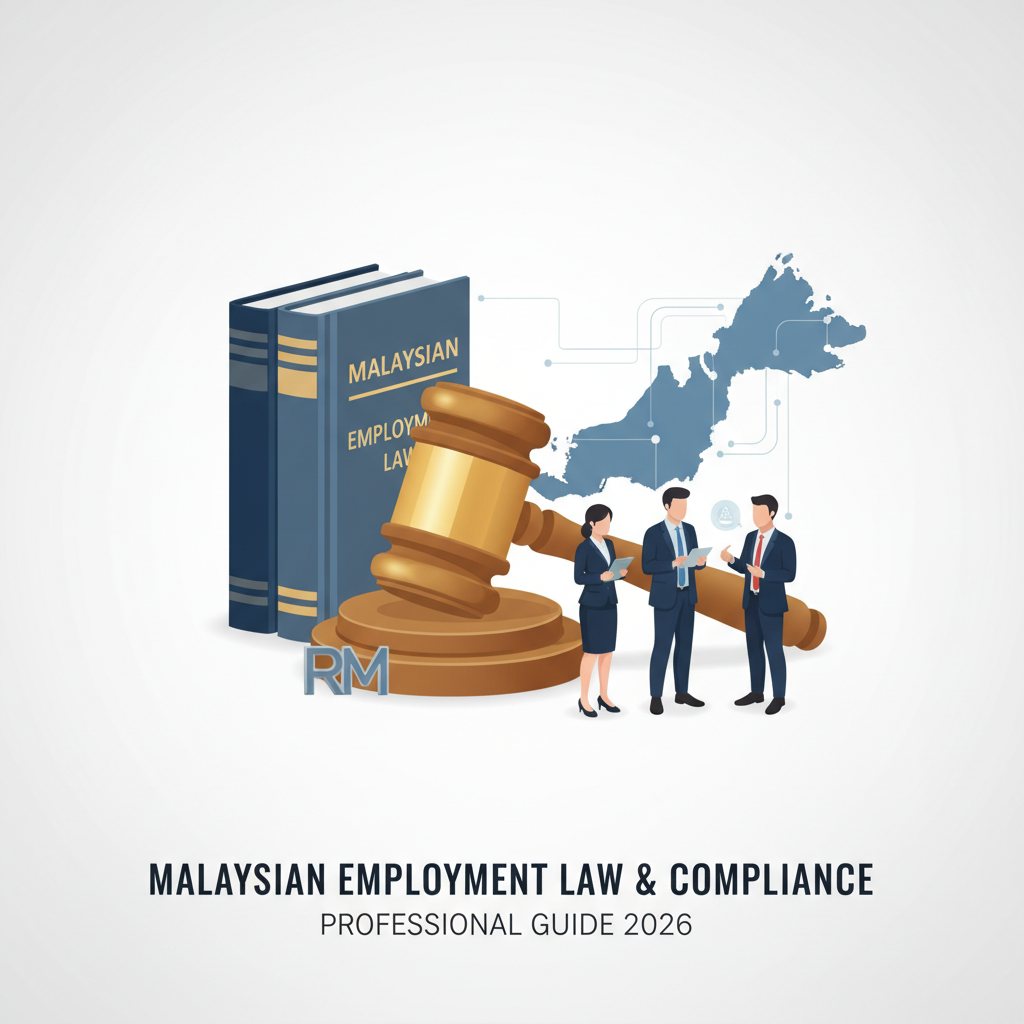 Malaysian employment law documents and compliance symbols