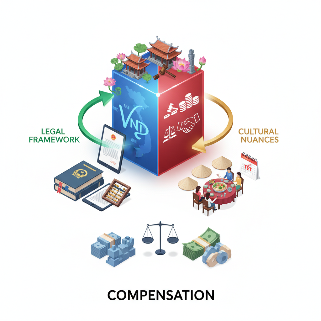 An image showing hands exchanging money, symbolizing compensation and financial transactions in Vietnam's labor market.