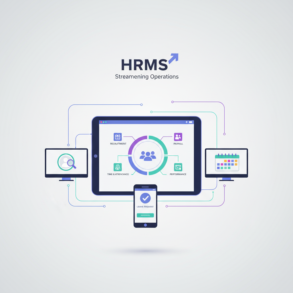 HRMS dashboard displaying employee data, leave requests, and payroll information for a beauty business