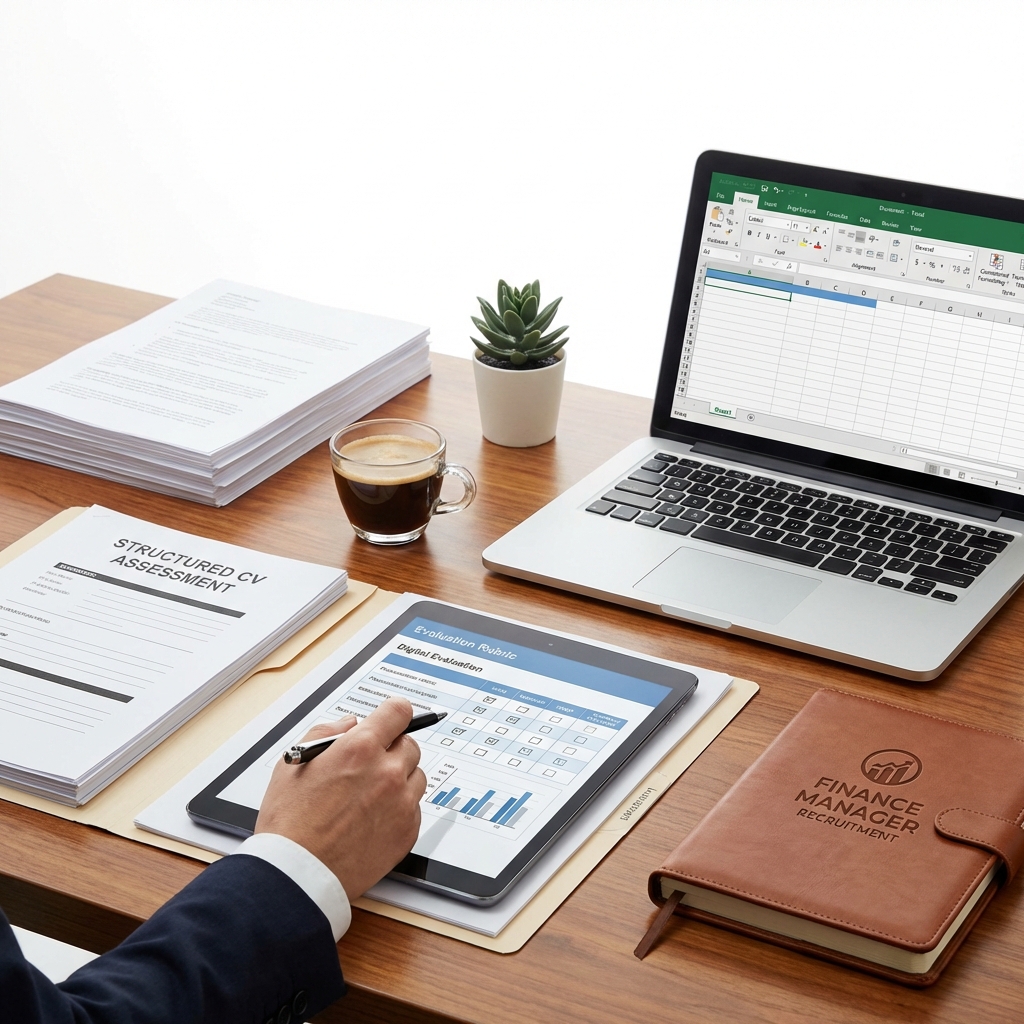 Test structure to assess Manager Level CVs in finance field in malaysia