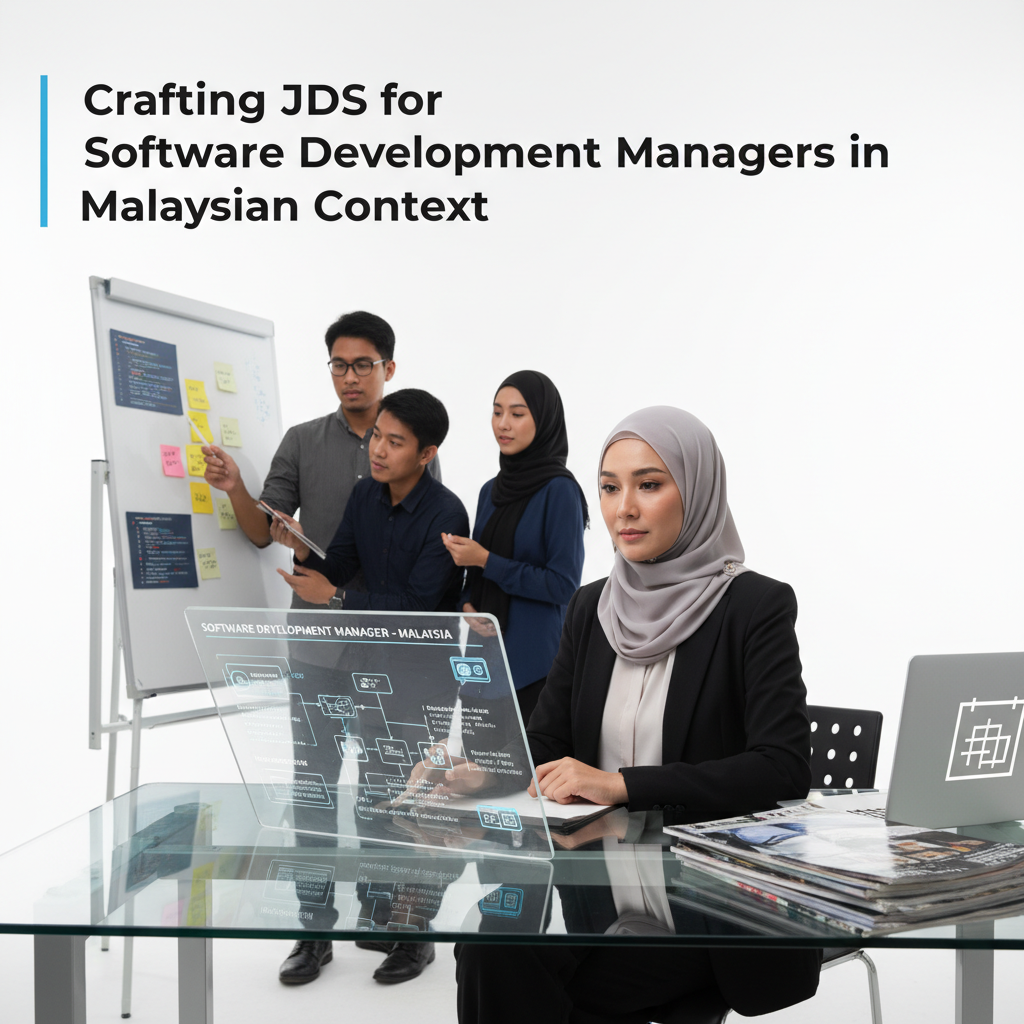 An illustration depicting a manager overseeing a team working on software development, with charts and diagrams in the background, symbolizing project management and technical oversight.