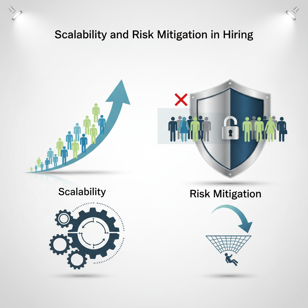 Recruitment professionals collaborating to ensure scalable and risk-mitigated hiring processes