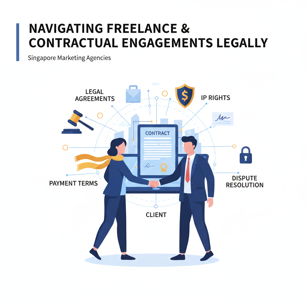 Marketing agency team collaborating with a freelancer on a project