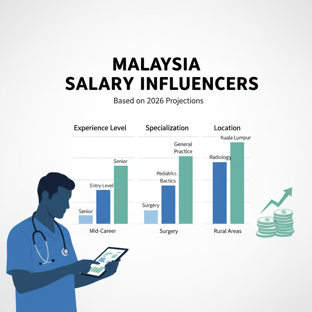 Medical professionals discussing patient care in a modern hospital setting, symbolizing the diverse opportunities and factors influencing medical salaries in Malaysia.