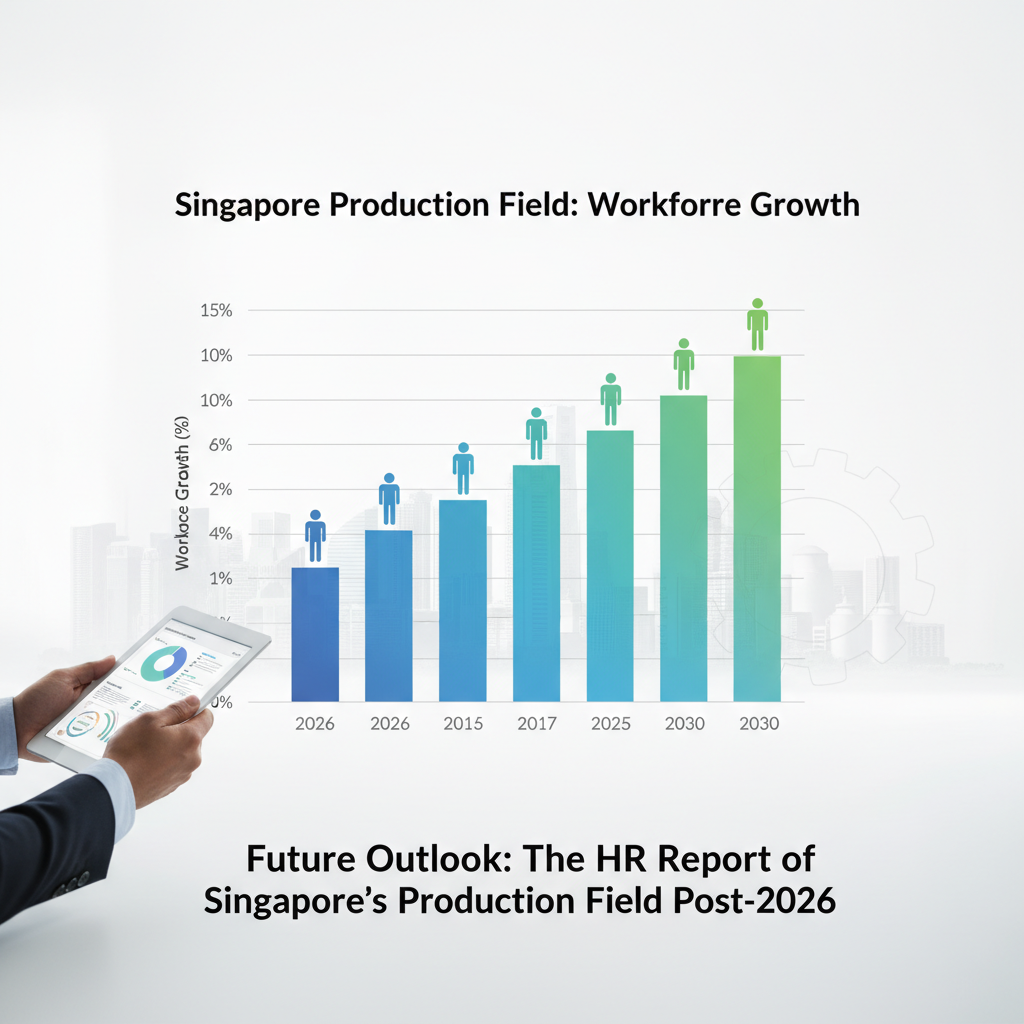 Digital transformation in Singapore's production field, with workers collaborating with advanced machinery
