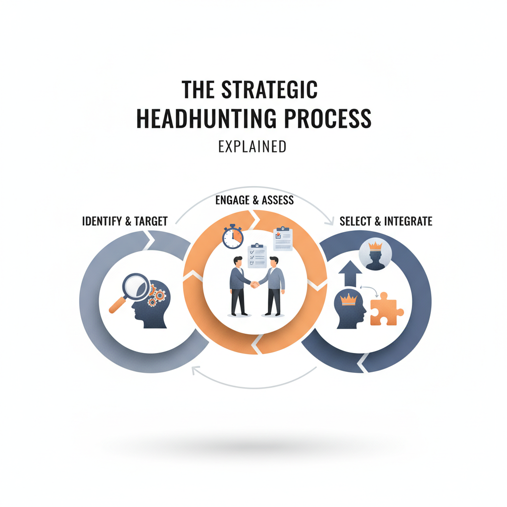 Diagram illustrating strategic headhunting process