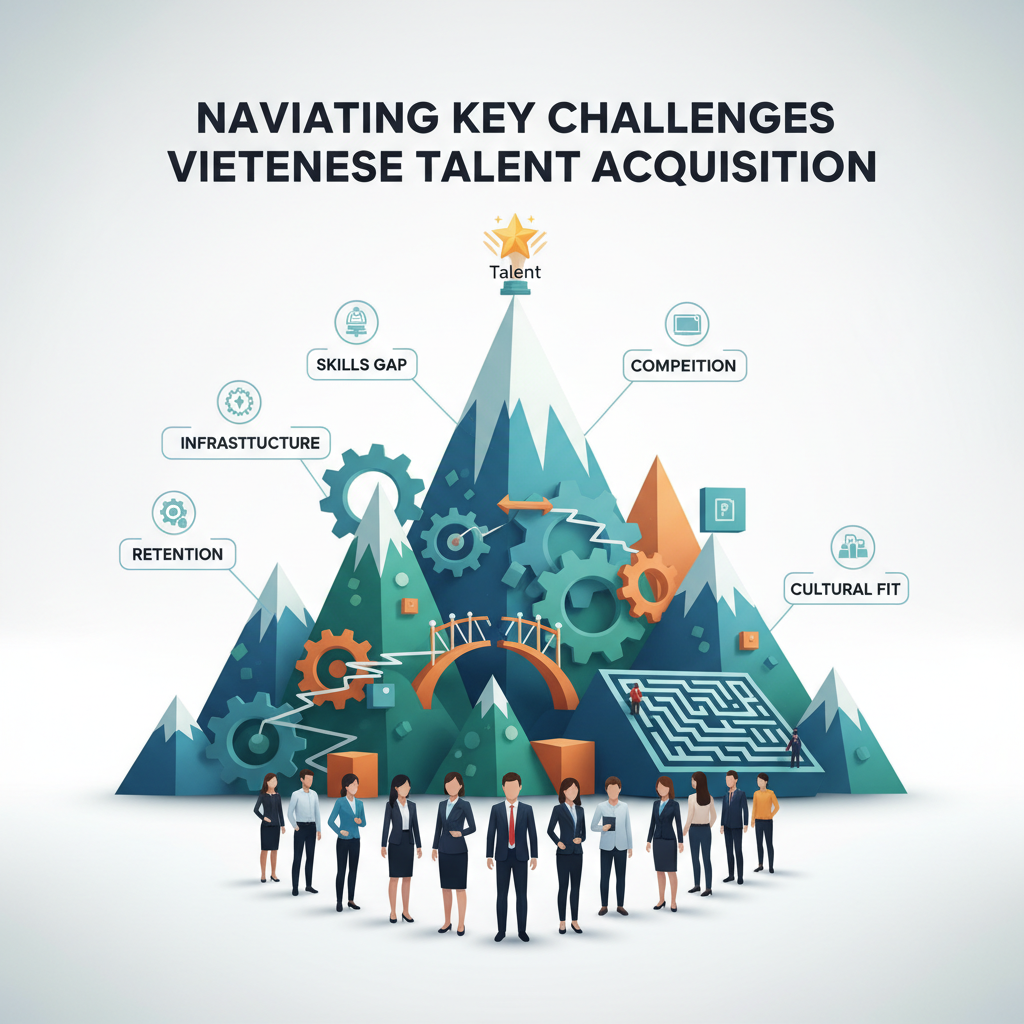Recruitment professional reviewing resumes and digital profiles for talent acquisition in Vietnam