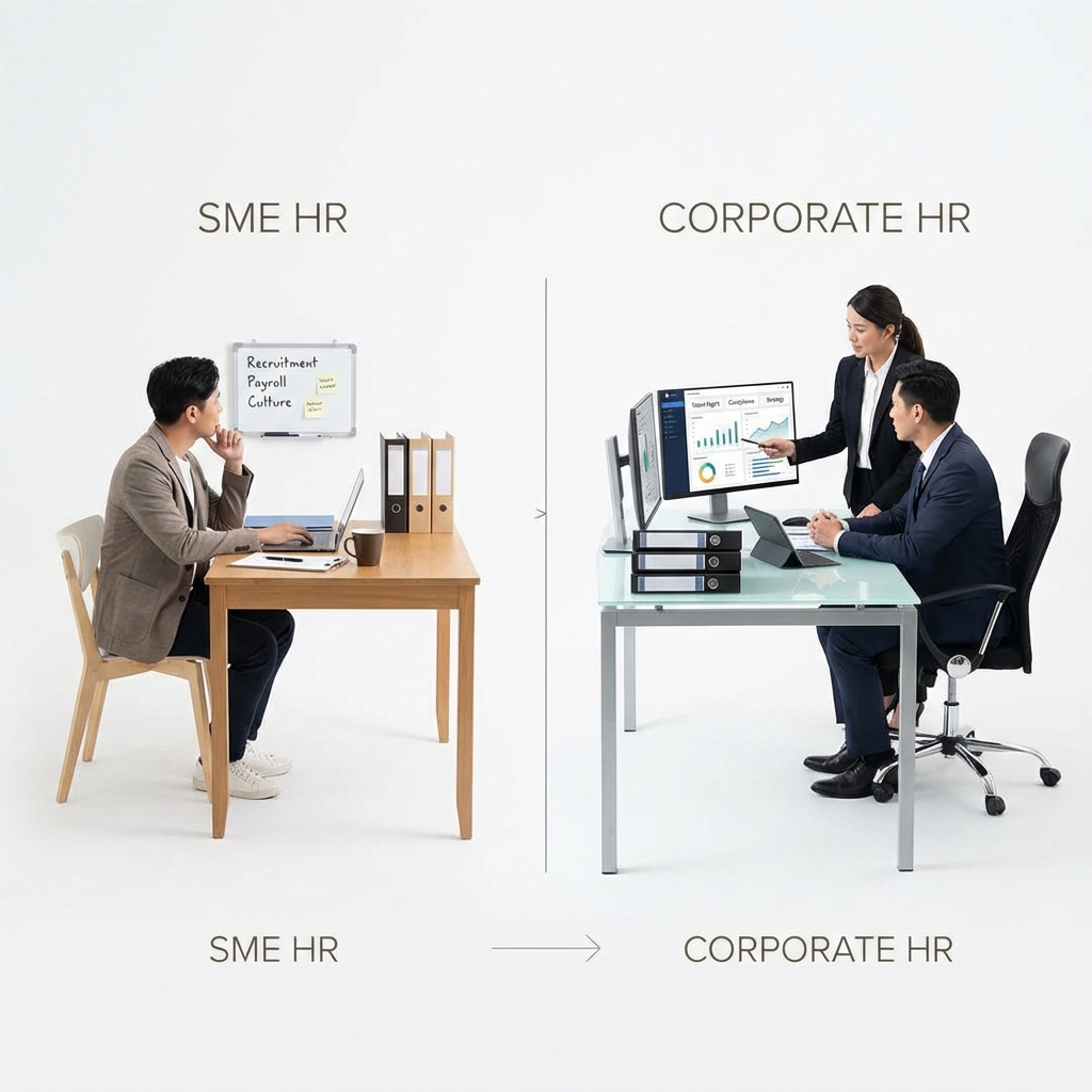 Differences between the SMEs' HR Structure and the Corporates' HR Structure in education companies in malaysia